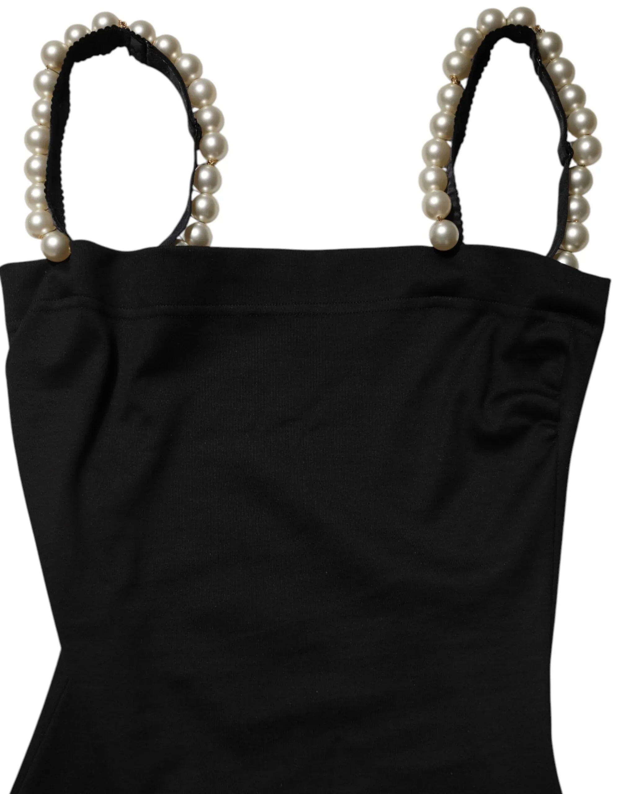Dolce & Gabbana Black Faux Pearl Cotton Sheath Mini Dress - Zeiniez