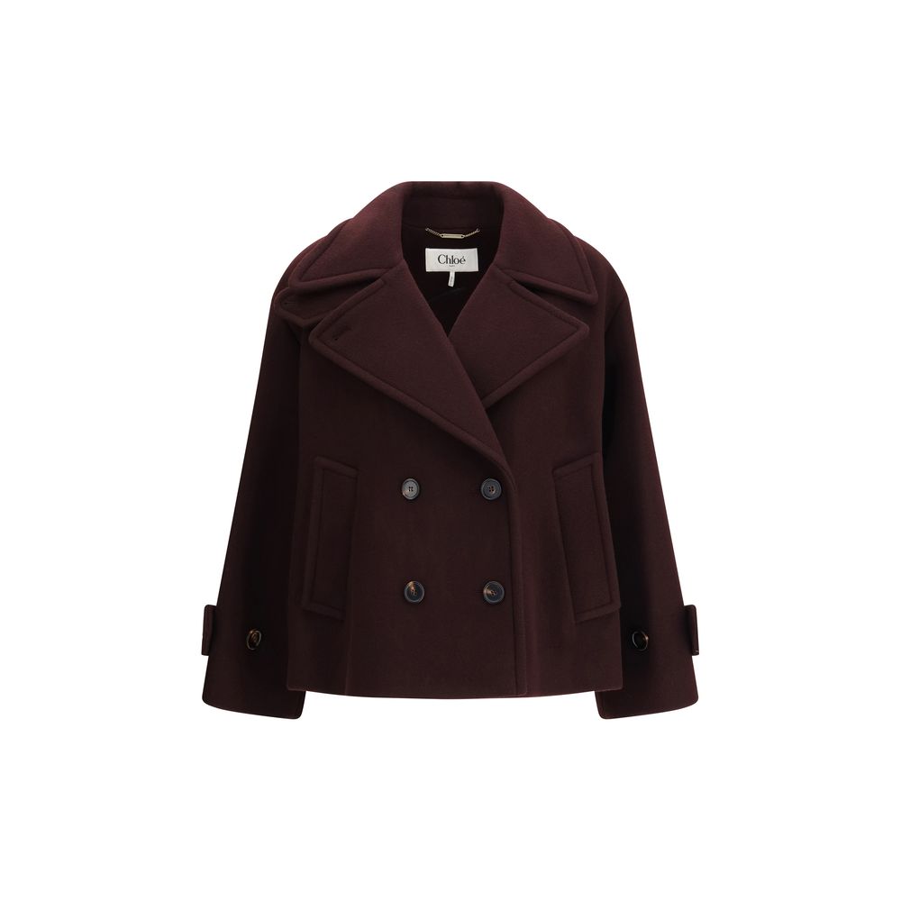 Chloé Bordeaux Fleece Wool Coat Chloé