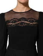 Dolce & Gabbana Black Floral Lace Trim Sheath A-line Dress - Zeiniez