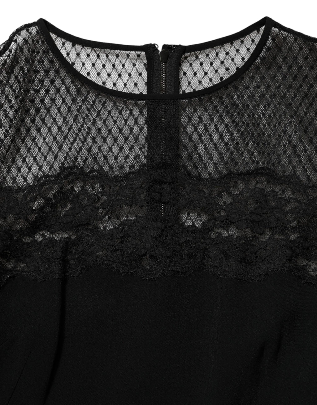 Dolce & Gabbana Black Floral Lace Trim Sheath A-line Dress - Zeiniez