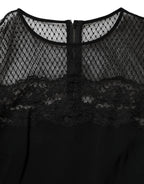 Dolce & Gabbana Black Floral Lace Trim Sheath A-line Dress - Zeiniez