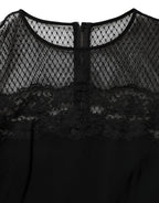 Dolce & Gabbana Black Floral Lace Trim Sheath A-line Dress