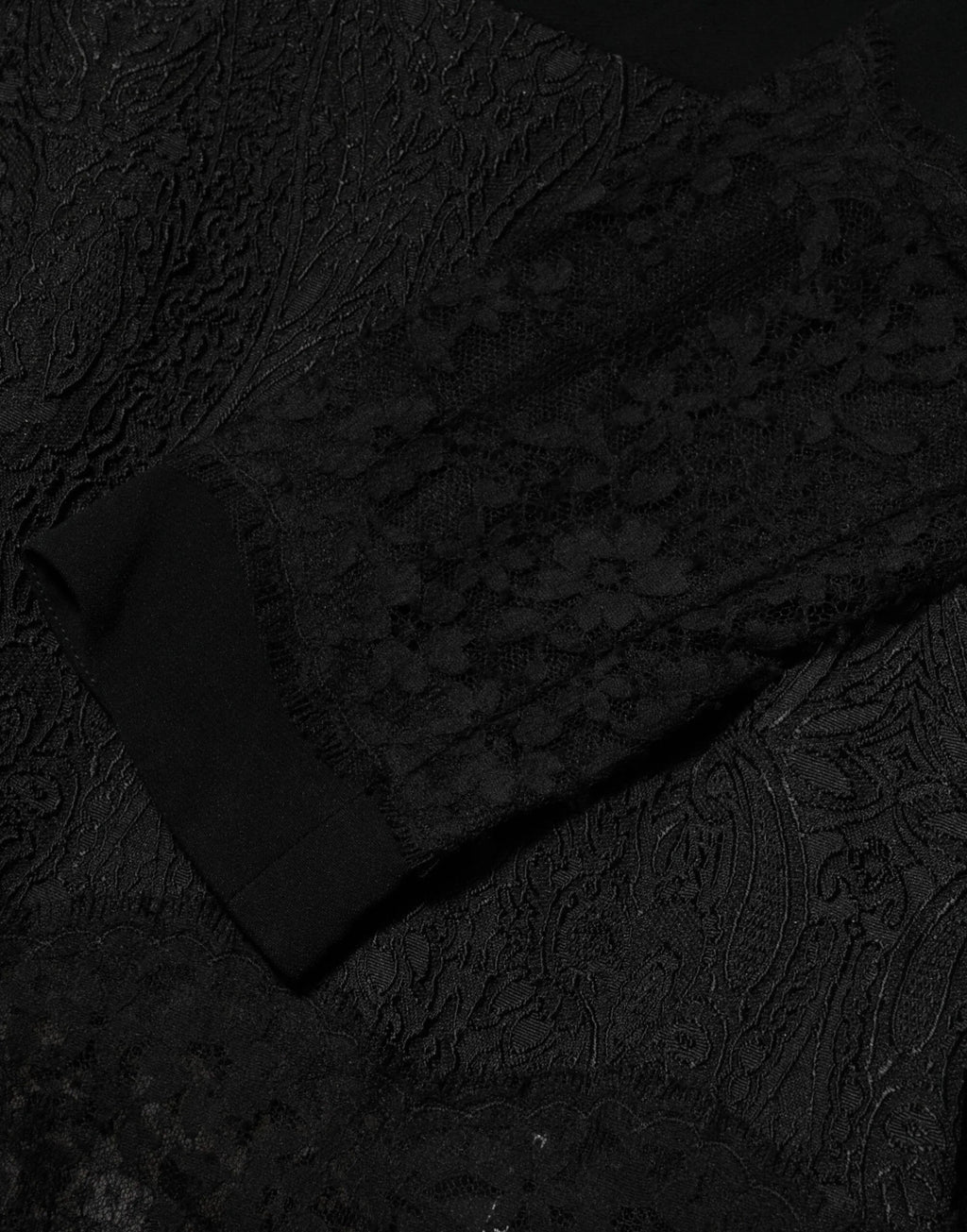 Dolce & Gabbana Black Floral Lace Trim Sheath A-line Dress - Zeiniez