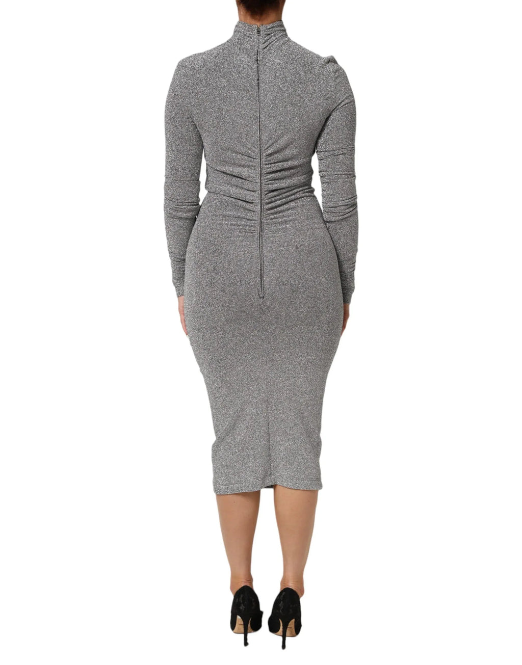 Dolce & Gabbana Gray Nylon Bodycon Sheath Long Sleeves Dress - Zeiniez