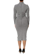 Dolce & Gabbana Gray Nylon Bodycon Sheath Long Sleeves Dress - Zeiniez