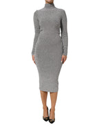 Dolce & Gabbana Gray Nylon Bodycon Sheath Long Sleeves Dress - Zeiniez