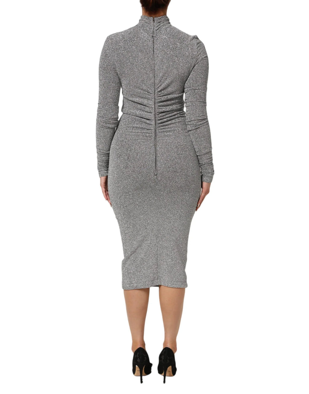 Dolce & Gabbana Gray Nylon Bodycon Sheath Long Sleeves Dress - Zeiniez