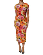 Dolce & Gabbana Multicolor Floral Print SilkSheath Midi Dress - Zeiniez
