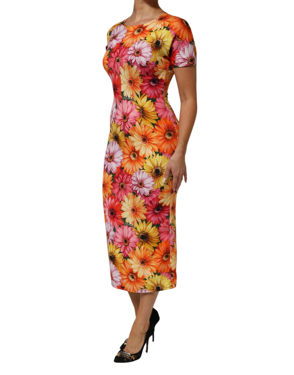 Dolce & Gabbana Multicolor Floral Print SilkSheath Midi Dress - Zeiniez