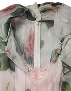 Dolce & Gabbana White Floral Print Silk Pleated Midi Dress - Zeiniez