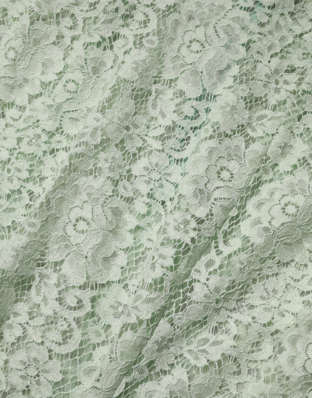 Dolce & Gabbana Mint Green Floral Lace Trim Midi Dress