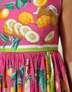 Dolce & Gabbana Pink Fruit Print A-line Mini Sleeveless Dress - Zeiniez