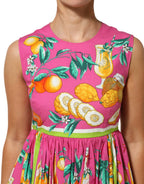 Dolce & Gabbana Pink Fruit Print A-line Mini Sleeveless Dress - Zeiniez