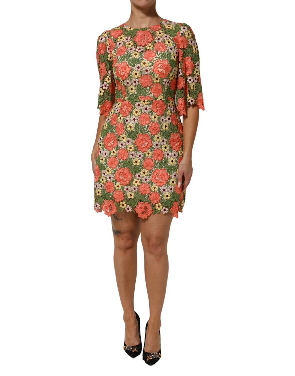 Dolce & Gabbana Multicolor Floral Embroidery Aline Mini Dress - Zeiniez