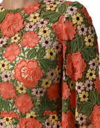 Dolce & Gabbana Multicolor Floral Embroidery Aline Mini Dress