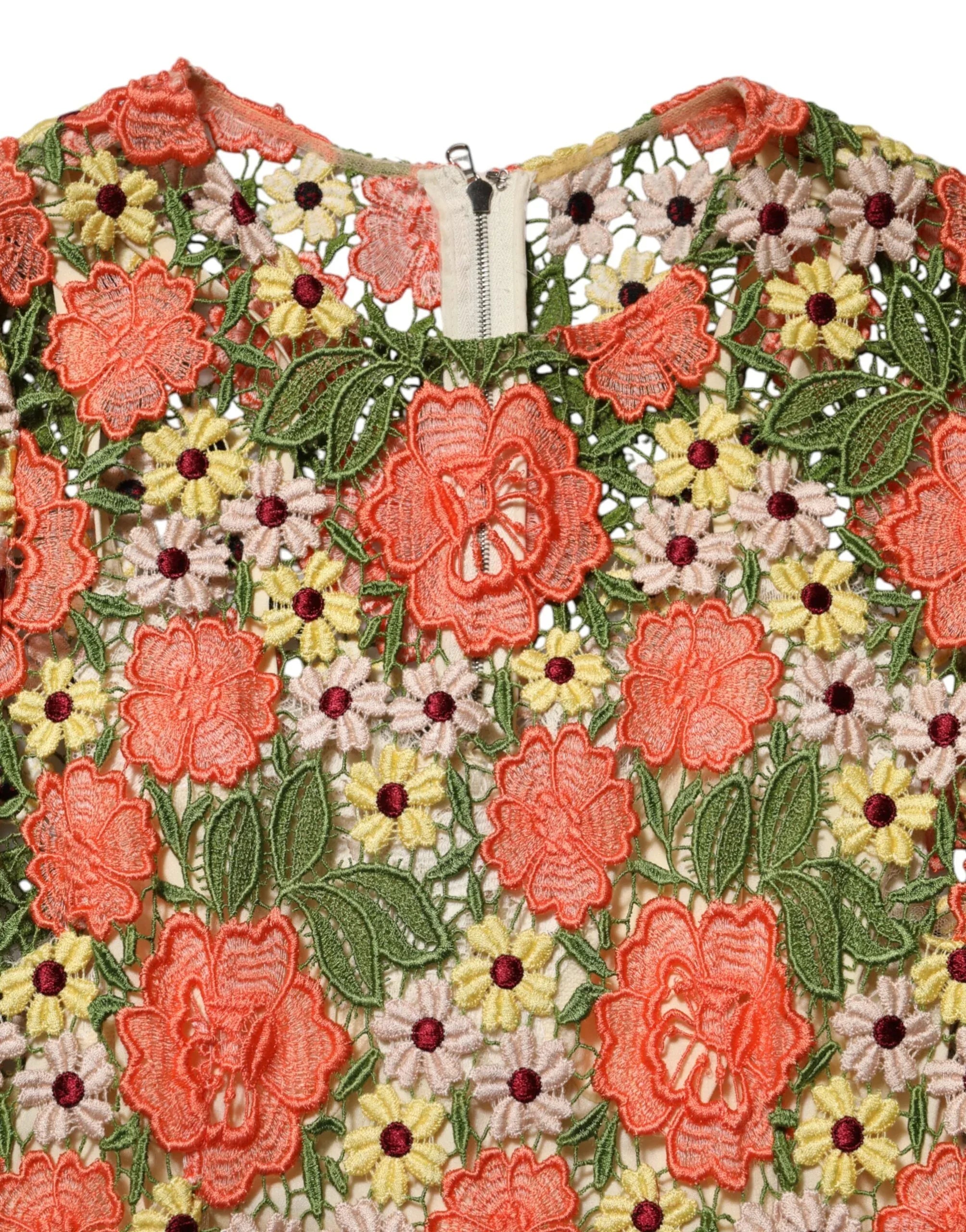 Dolce & Gabbana Multicolor Floral Embroidery Aline Mini Dress - Zeiniez