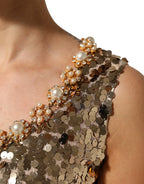 Dolce & Gabbana Gold Sequined Nylon A-line Sheath Mini Dress - Zeiniez