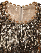 Dolce & Gabbana Gold Sequined Nylon A-line Sheath Mini Dress - Zeiniez