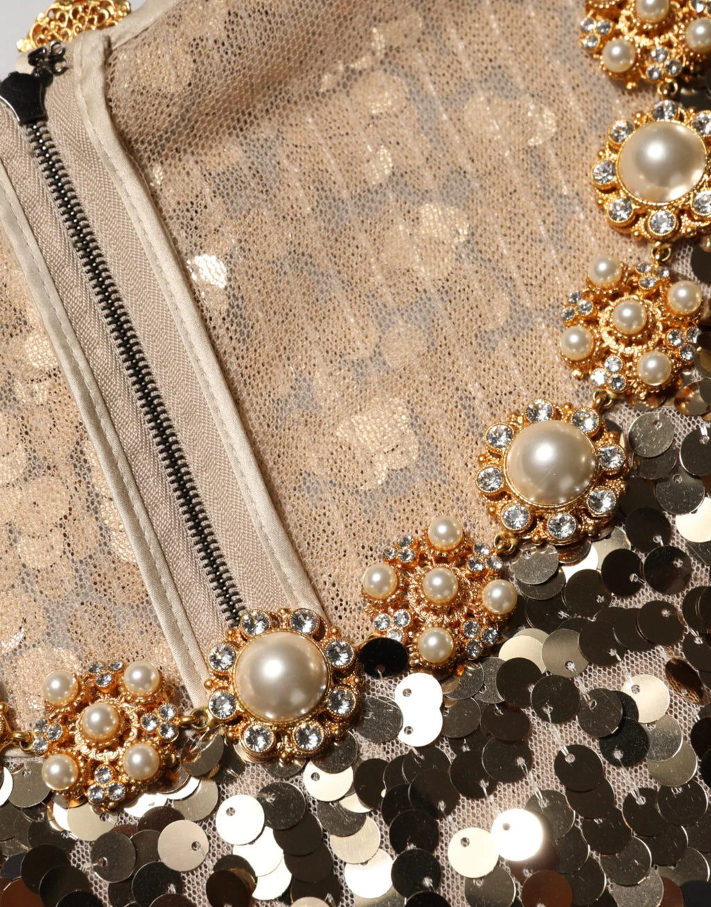 Dolce & Gabbana Gold Sequined Nylon A-line Sheath Mini Dress - Zeiniez