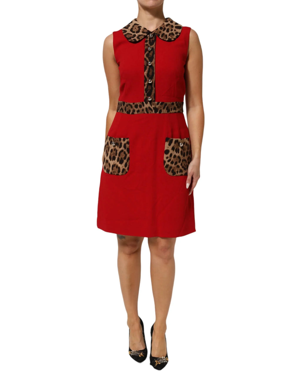 Dolce & Gabbana Red Leopard Viscose Sheath A-line Dress - Zeiniez