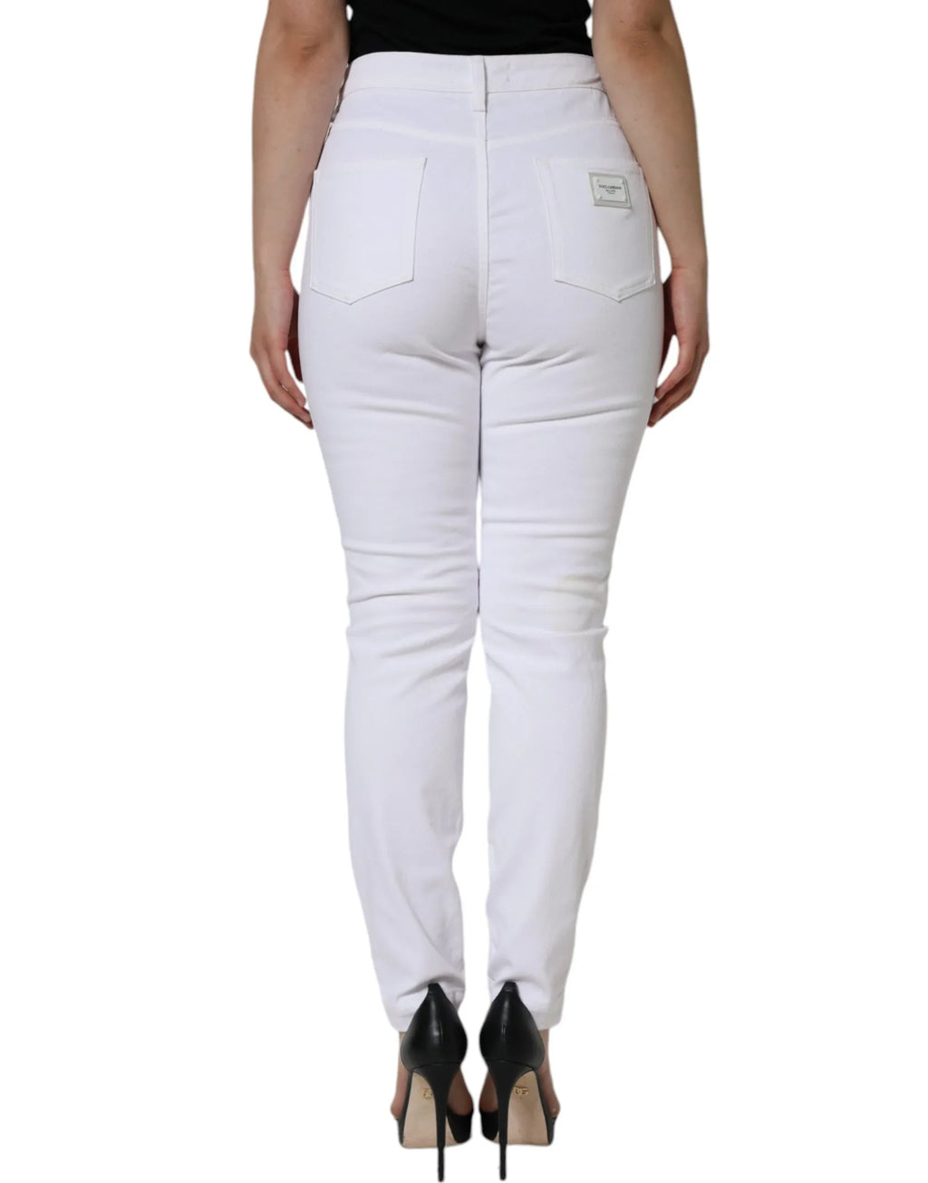 Dolce & Gabbana White AUDREY Cotton Logo Skinny Denim Jeans - Zeiniez