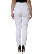 Dolce & Gabbana White AUDREY Cotton Logo Skinny Denim Jeans - Zeiniez