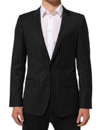Dolce & Gabbana Black Stripes MARTINI 1 Button Suit Blazer - Zeiniez