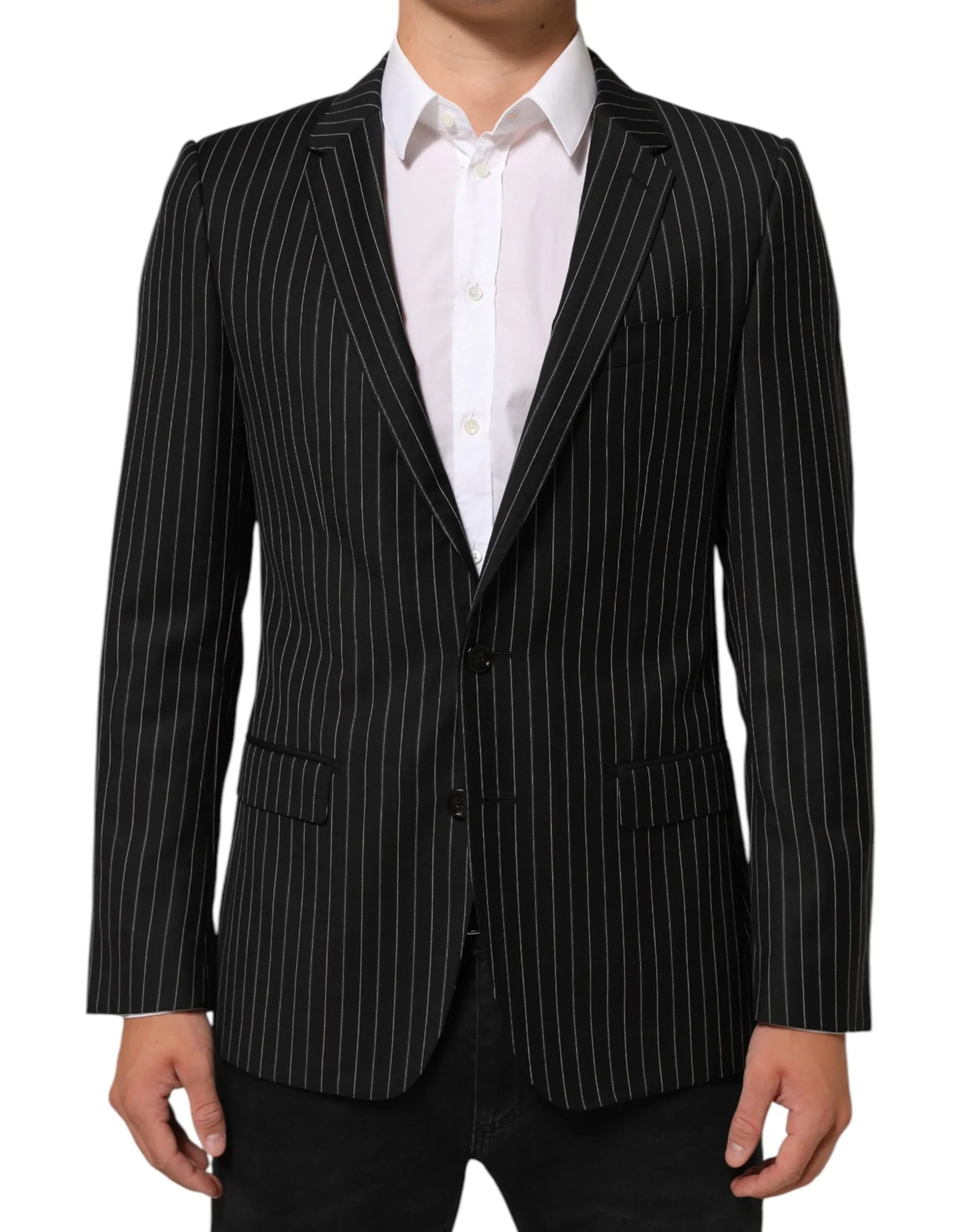 Dolce & Gabbana Black Stripes MARTINI 1 Button Suit Blazer - Zeiniez