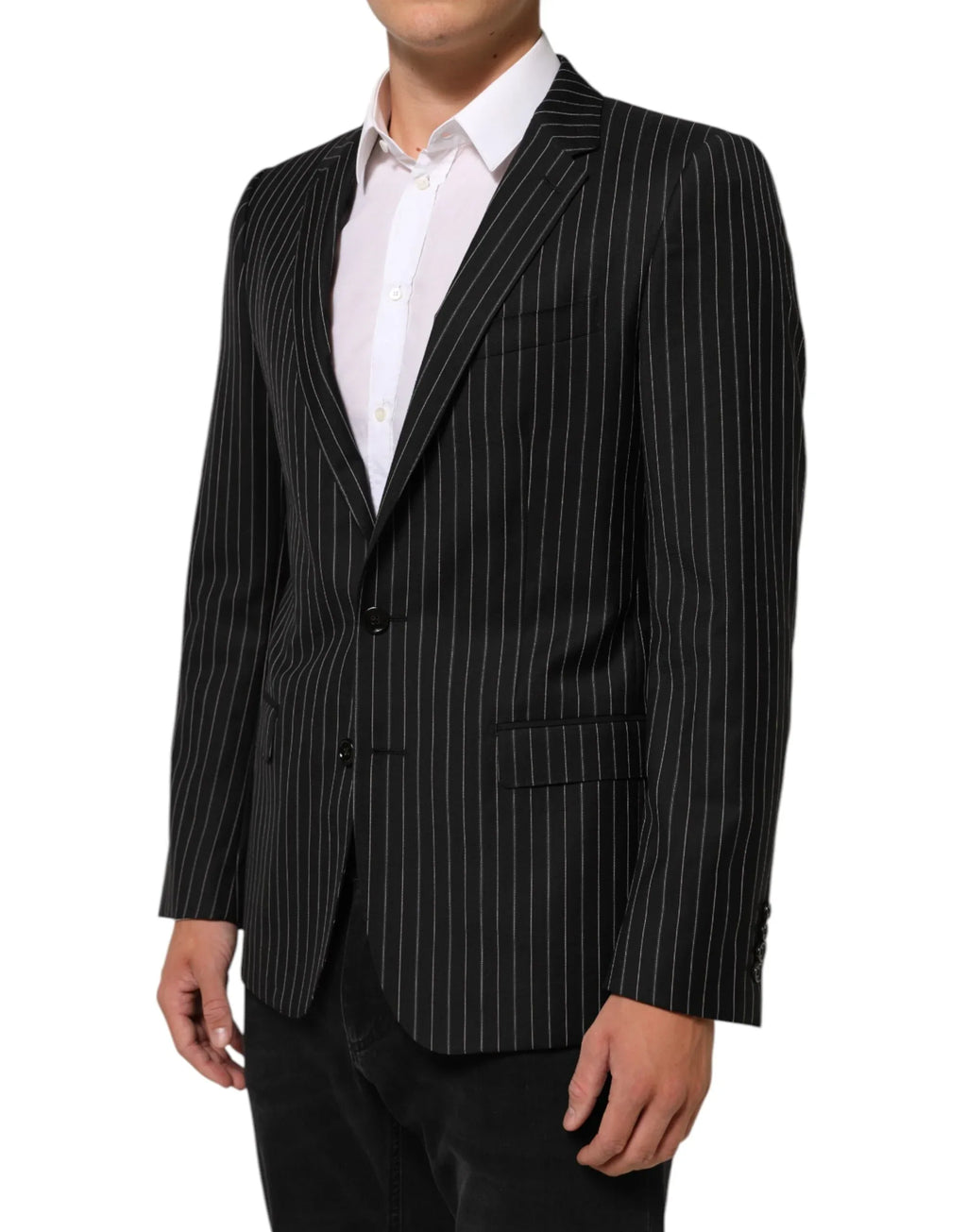 Dolce & Gabbana Black Stripes MARTINI 1 Button Suit Blazer - Zeiniez