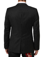 Dolce & Gabbana Black Stripes MARTINI 1 Button Suit Blazer - Zeiniez