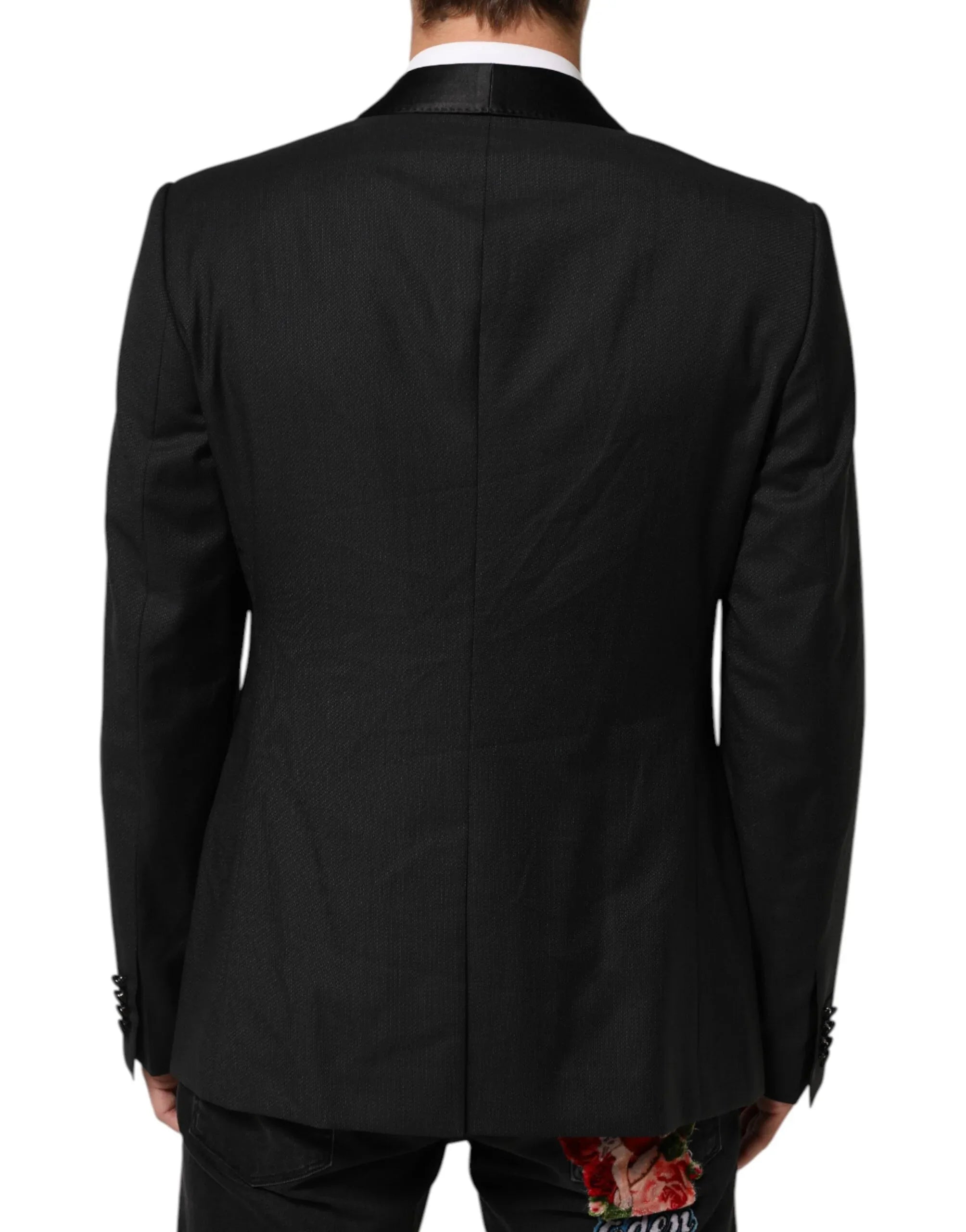 Dolce & Gabbana Black Wool GOLD 1 Button Suit Coat Blazer - Zeiniez