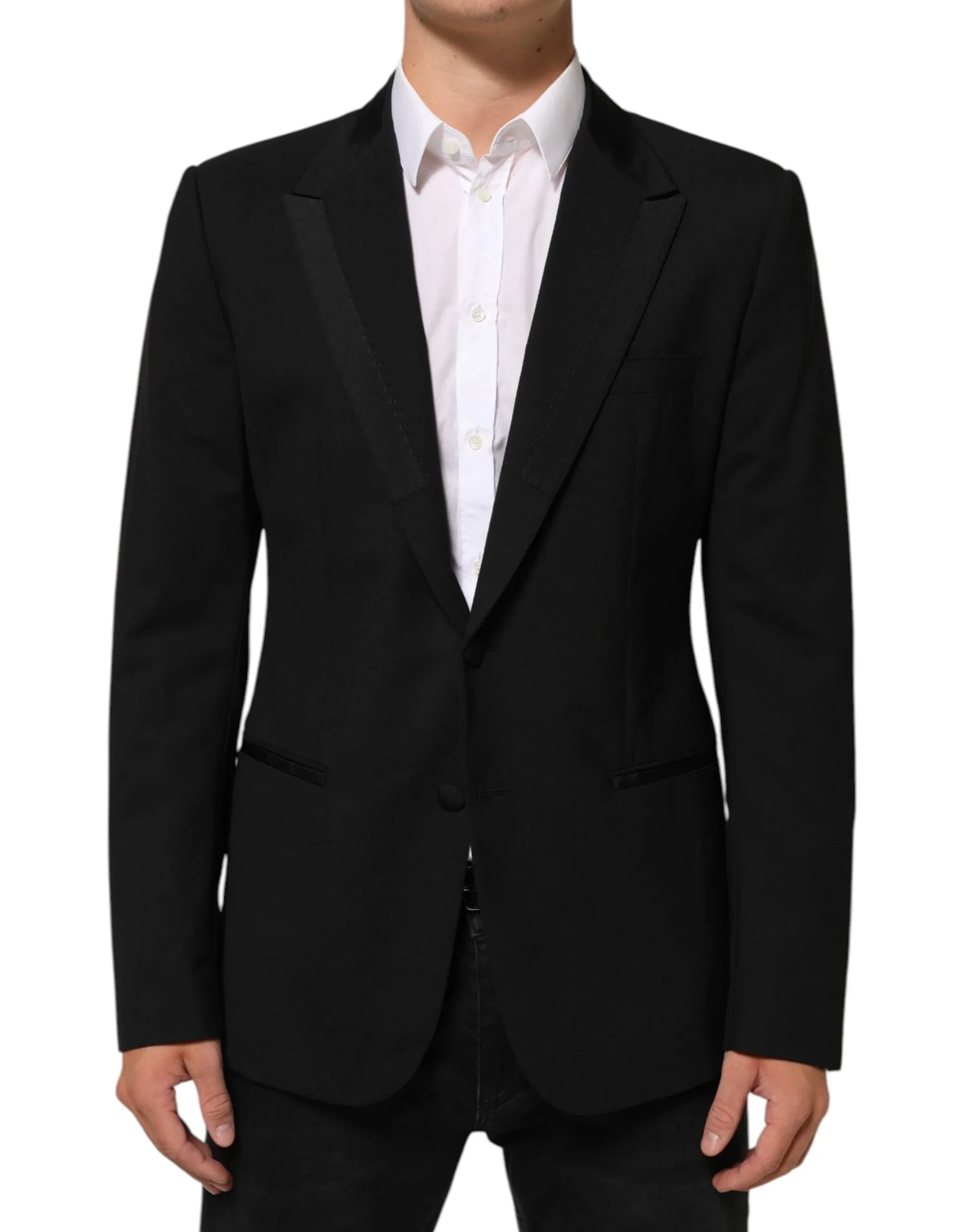 Dolce & Gabbana Black Wool 2 Buttons Suit Men Jacket Blazer - Zeiniez