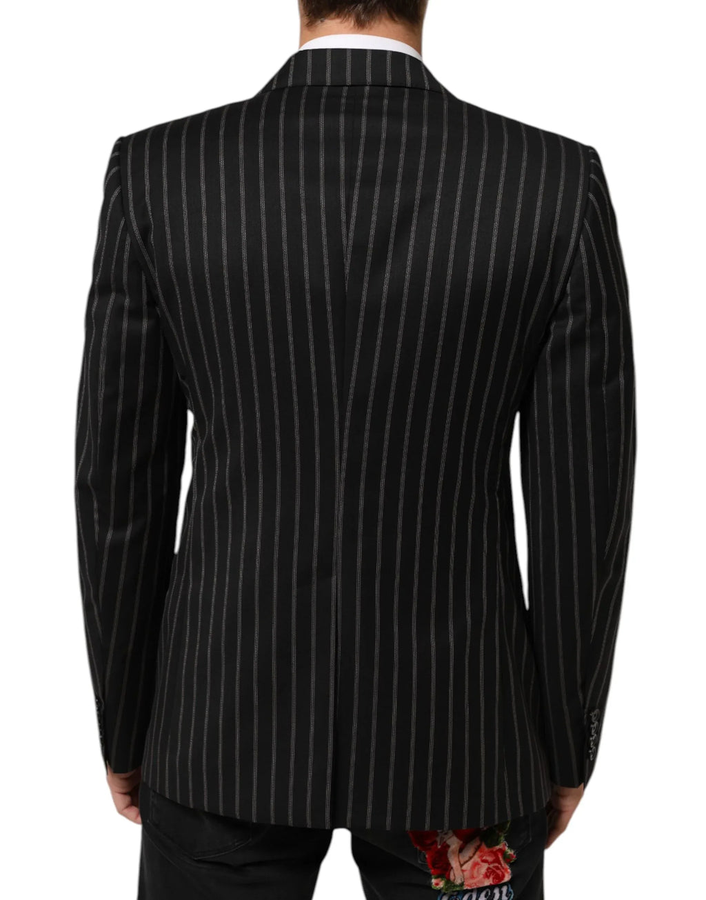 Dolce & Gabbana Black Stripes SICILIA 1 Button Suit Blazer - Zeiniez