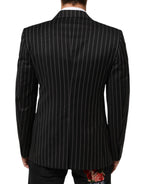 Dolce & Gabbana Black Stripes SICILIA 1 Button Suit Blazer - Zeiniez