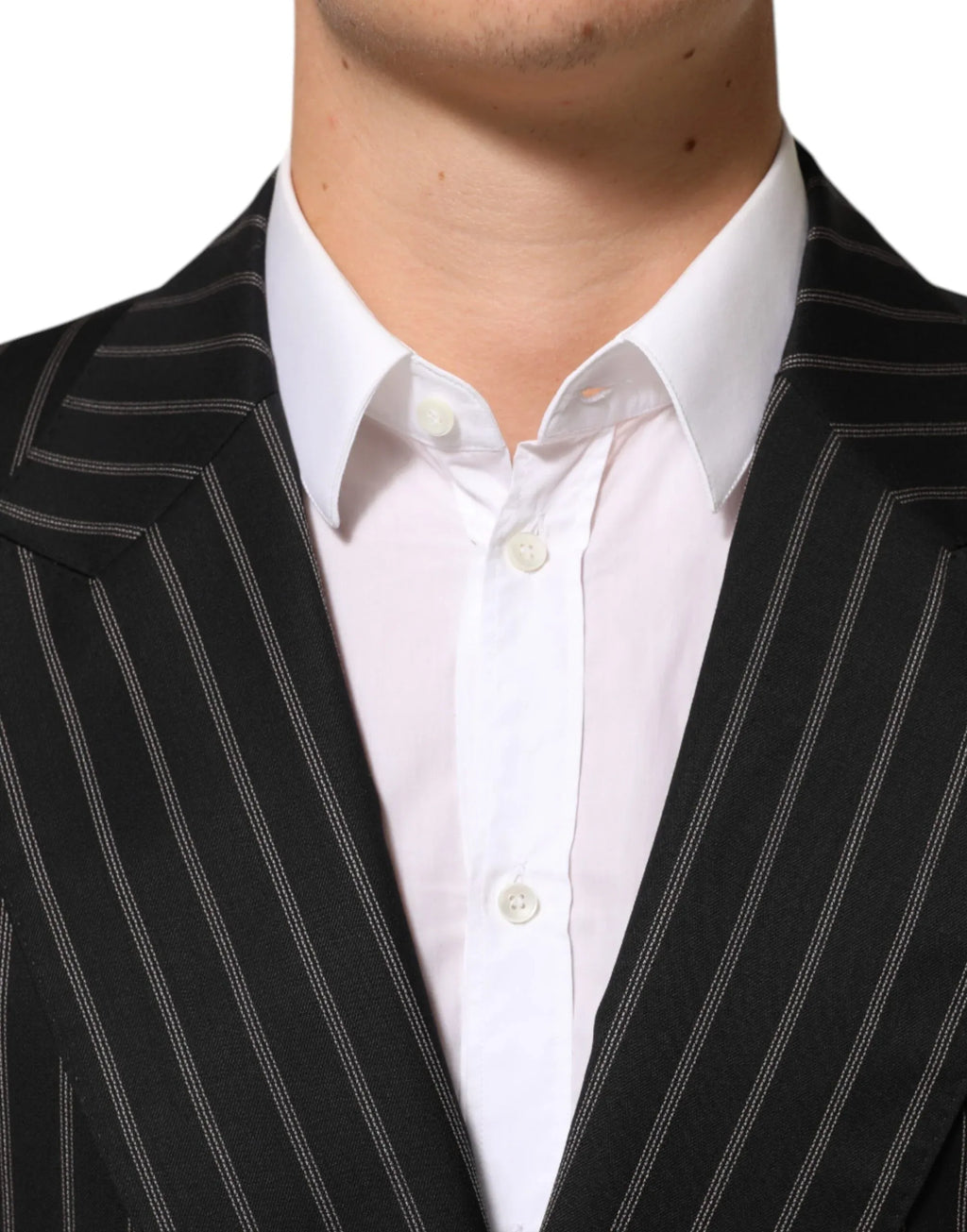 Dolce & Gabbana Black Stripes SICILIA 1 Button Suit Blazer - Zeiniez