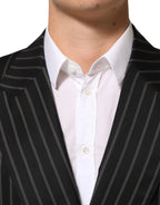 Dolce & Gabbana Black Stripes SICILIA 1 Button Suit Blazer - Zeiniez