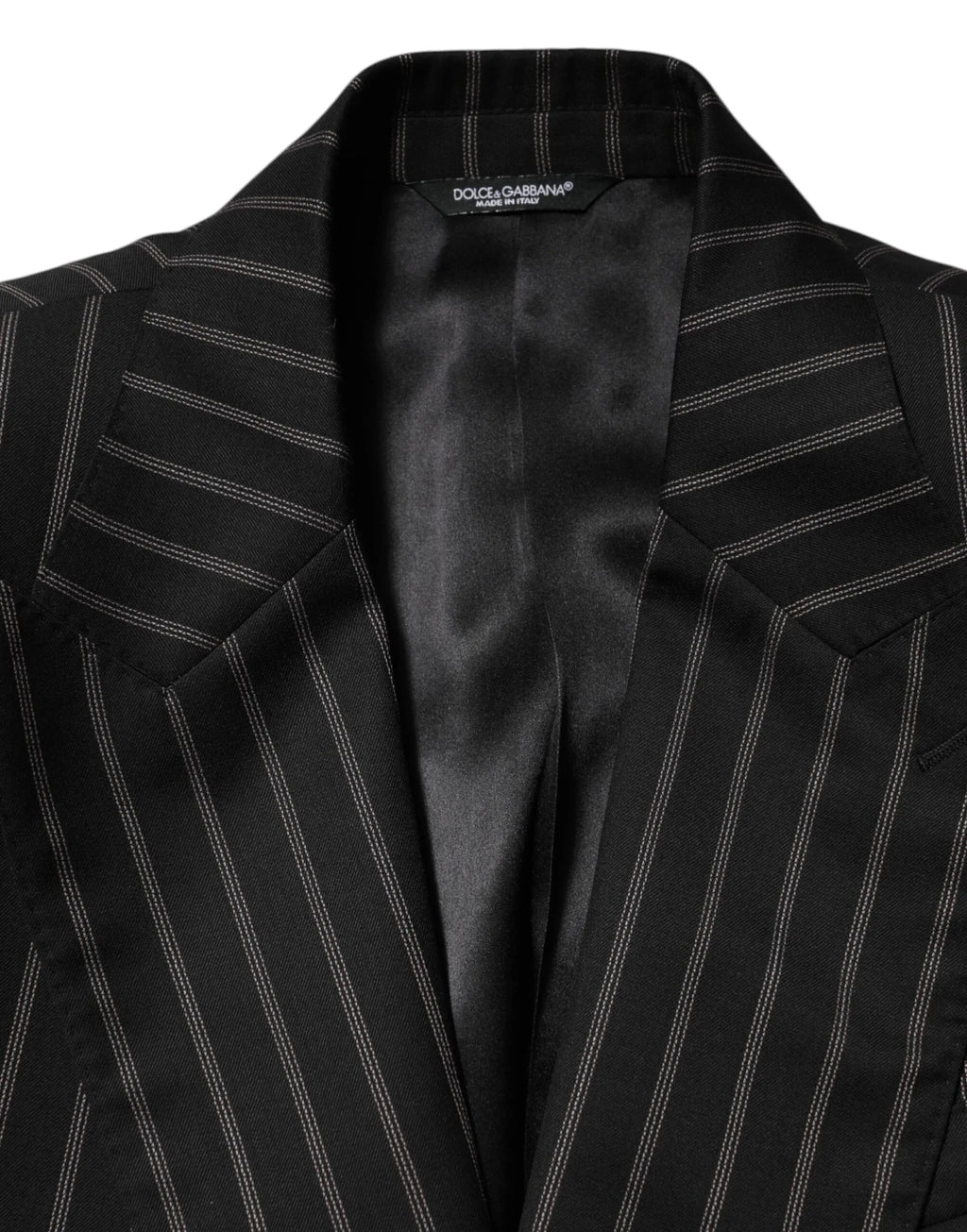 Dolce & Gabbana Black Stripes SICILIA 1 Button Suit Blazer - Zeiniez