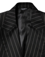 Dolce & Gabbana Black Stripes SICILIA 1 Button Suit Blazer - Zeiniez