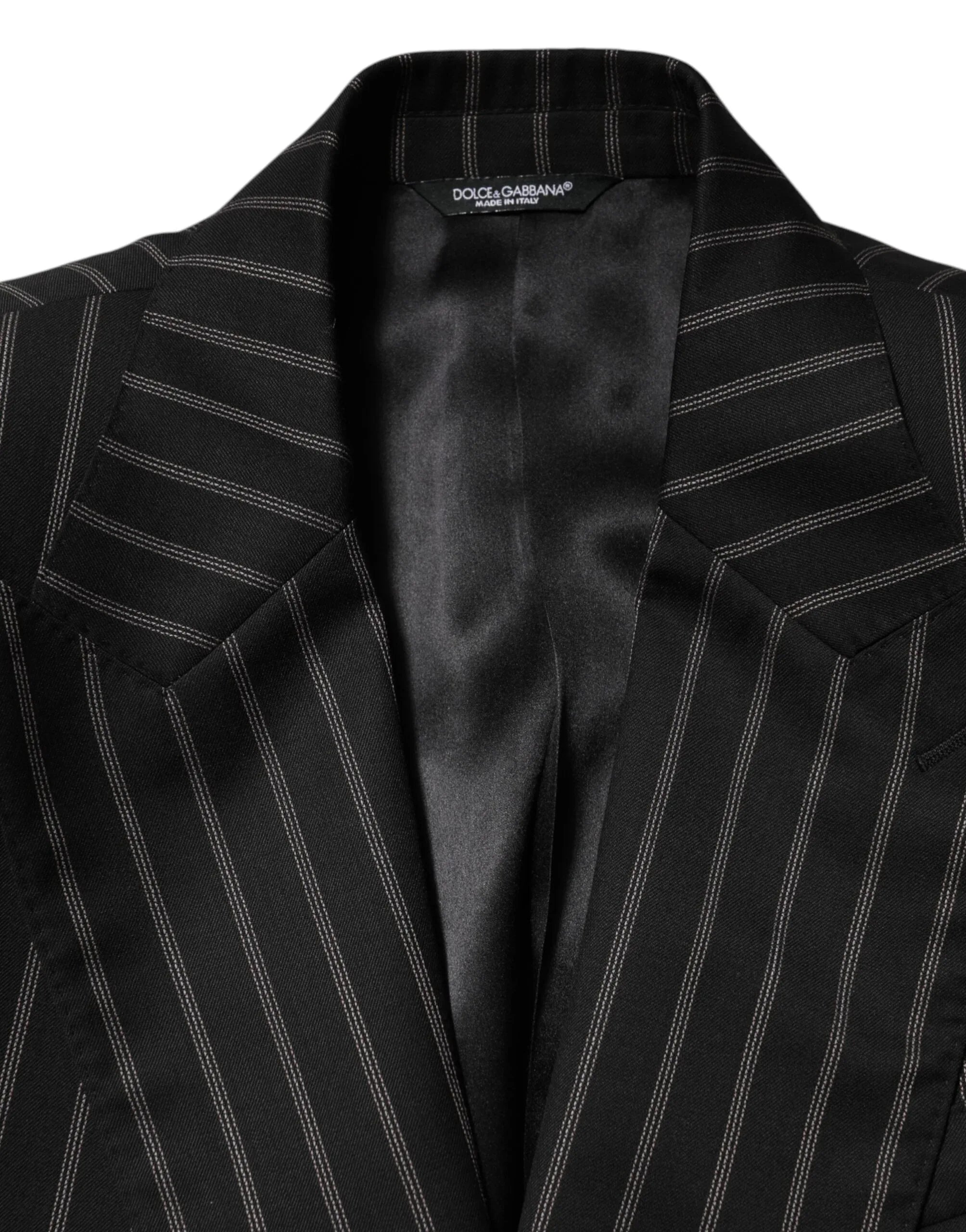 Dolce & Gabbana Black Stripes SICILIA 1 Button Suit Blazer - Zeiniez