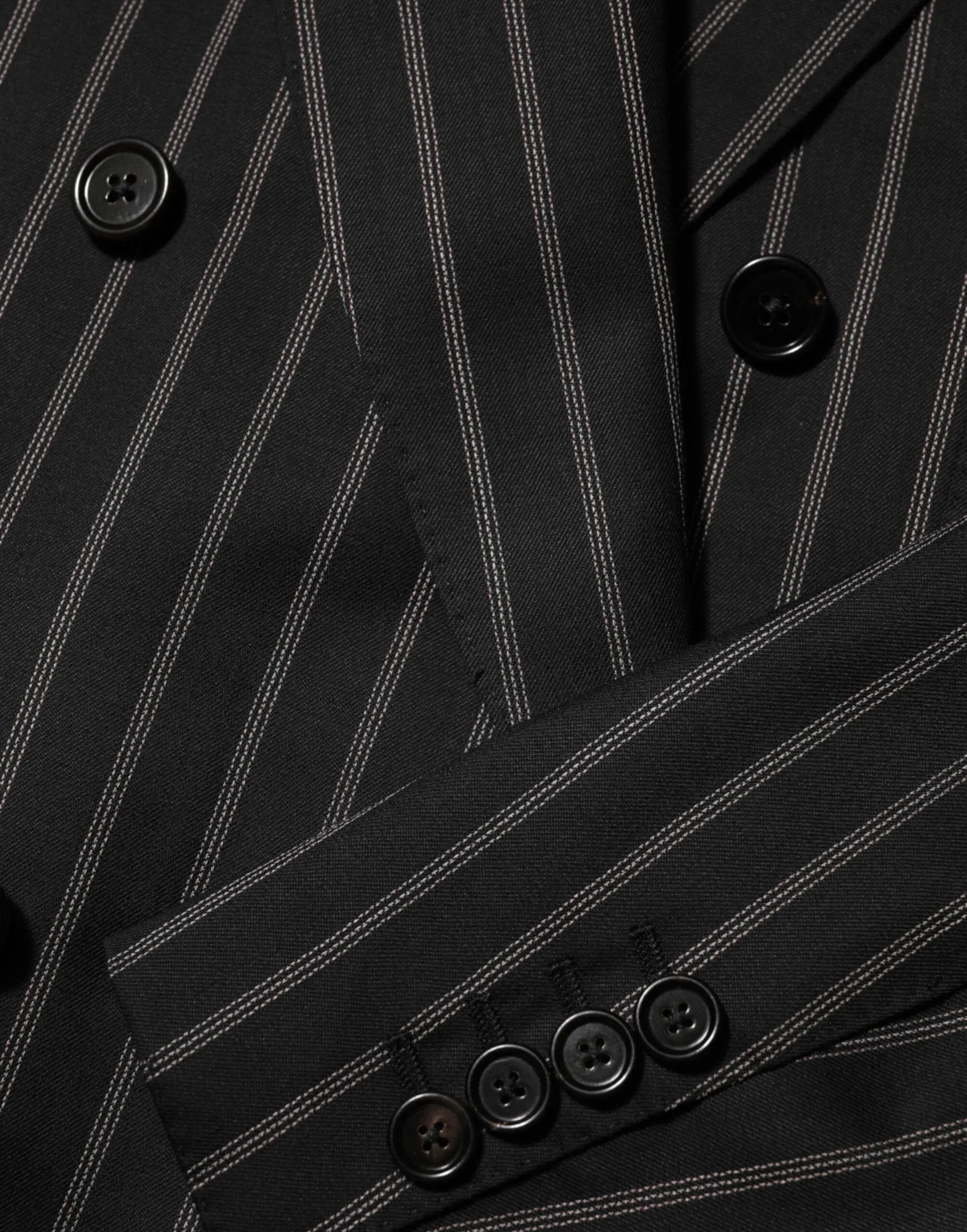 Dolce & Gabbana Black Stripes SICILIA 1 Button Suit Blazer - Zeiniez