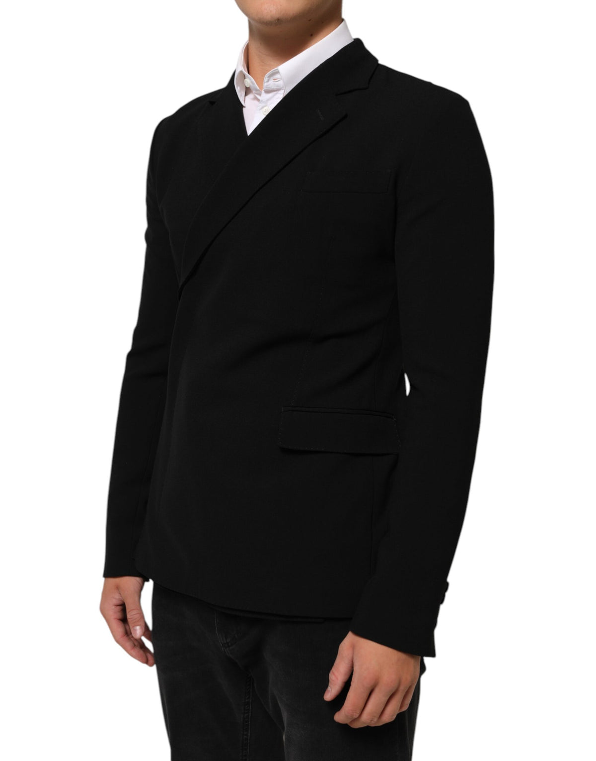 Dolce & Gabbana Black Wool Double Breasted Men Jacket Blazer