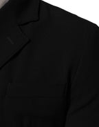 Dolce & Gabbana Black Wool Double Breasted Men Jacket Blazer