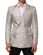 Dolce & Gabbana Beige MARTINI Double-Breasted Suit Blazer - Zeiniez