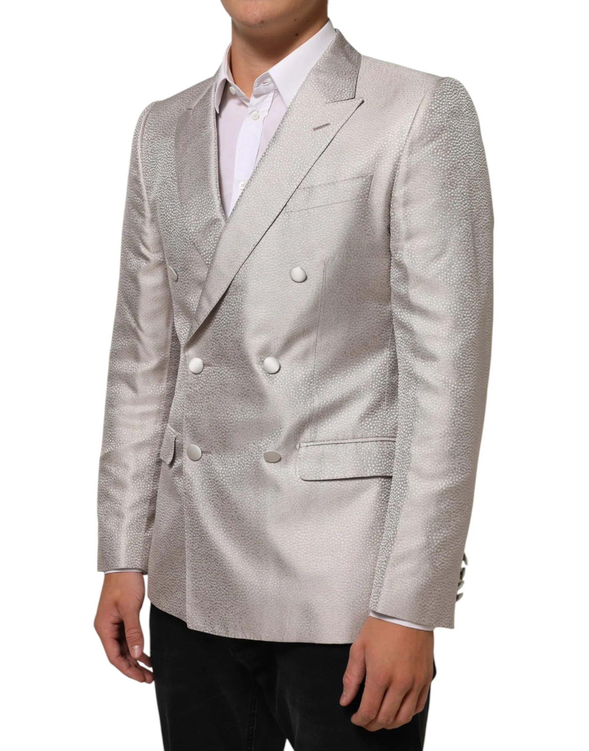 Dolce & Gabbana Beige MARTINI Double-Breasted Suit Blazer - Zeiniez