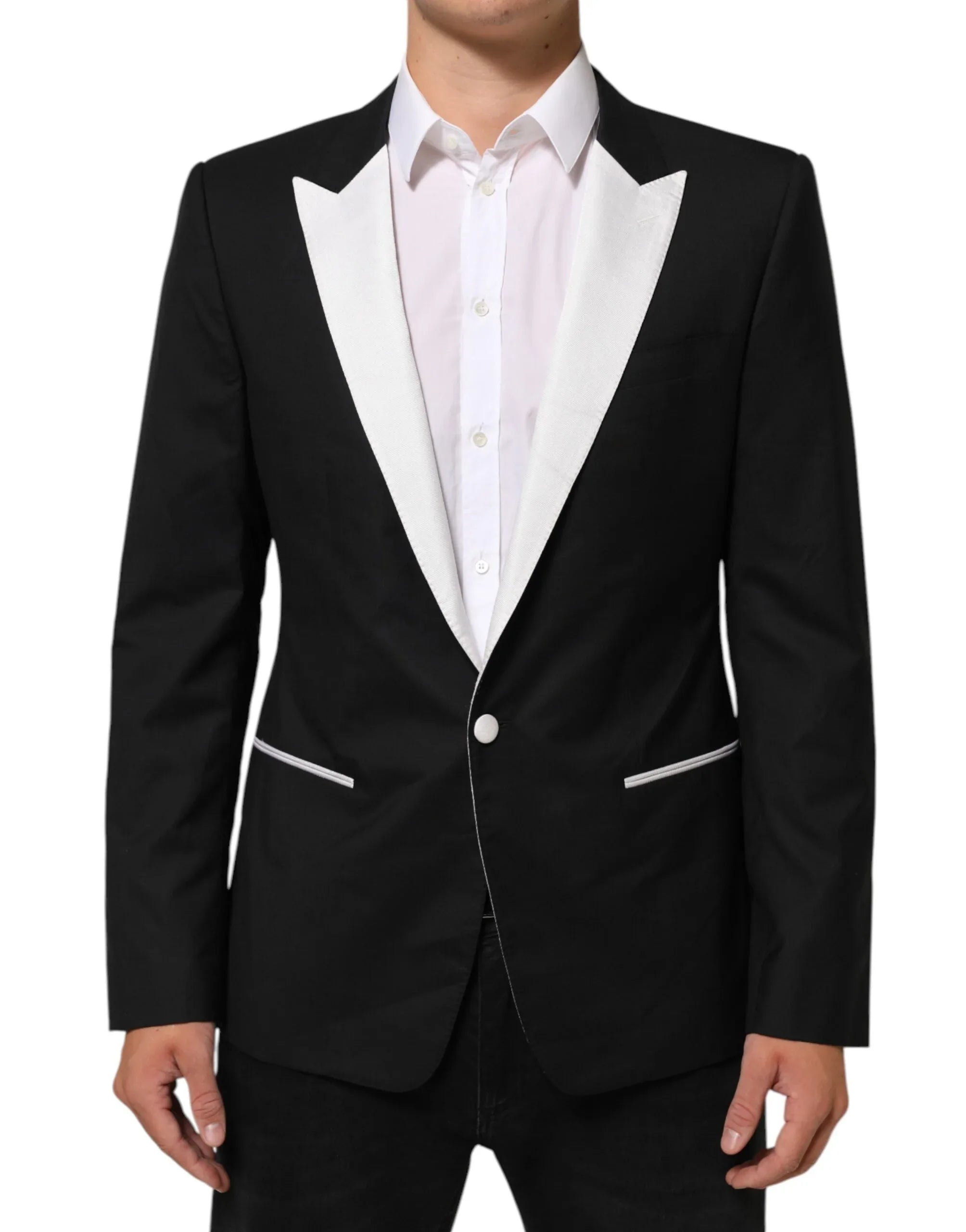Dolce & Gabbana Black White MARTINI 1 Button Men Suit Blazer - Zeiniez