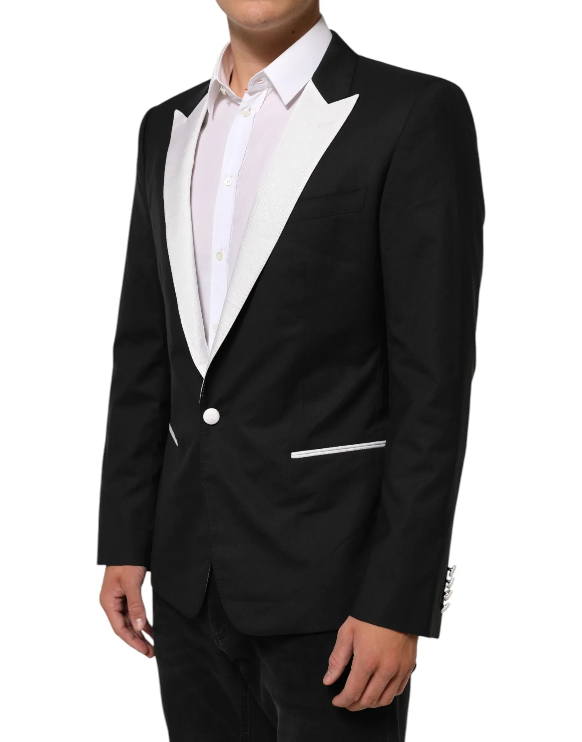 Dolce & Gabbana Black White MARTINI 1 Button Men Suit Blazer - Zeiniez