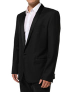 Dolce & Gabbana Black Wool GOLD 1 Button Men Suit Blazer - Zeiniez