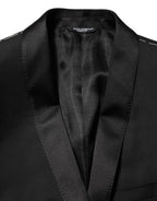 Dolce & Gabbana Black Wool GOLD 1 Button Men Suit Blazer