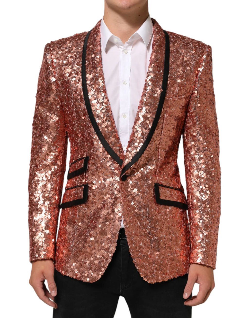 Dolce & Gabbana Pink Sequin SICILIA 1 Button Men Suit Blazer - Zeiniez