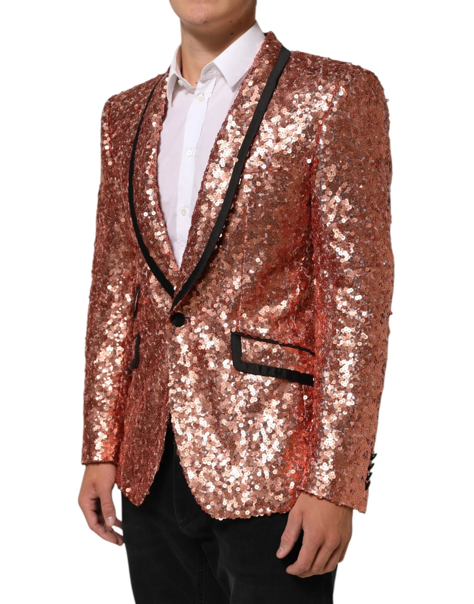 Dolce & Gabbana Pink Sequin SICILIA 1 Button Men Suit Blazer - Zeiniez